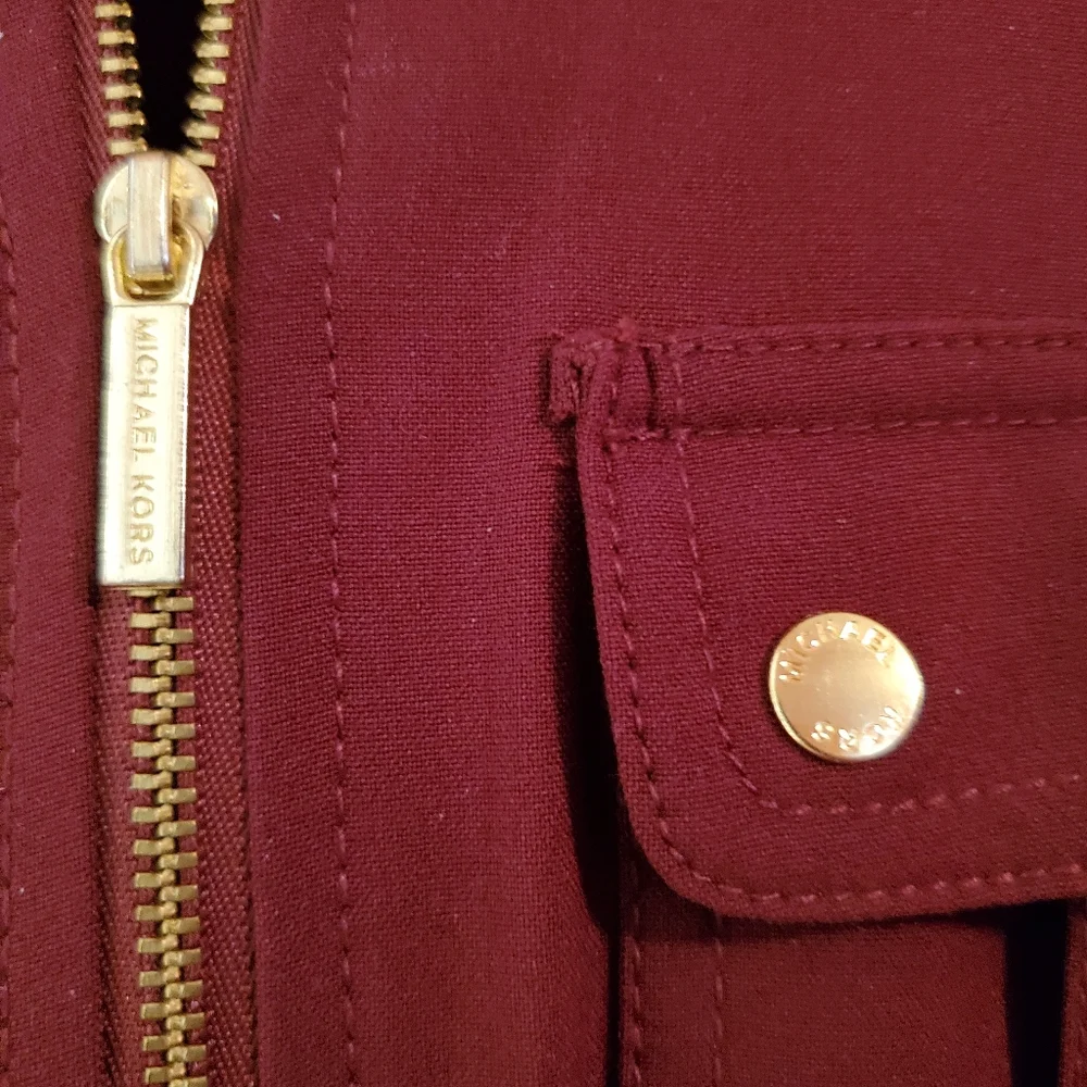 Michael Kors Burgundy or Tan Shirt Dress Goldtone Hardware Small - Picture 12 of 14